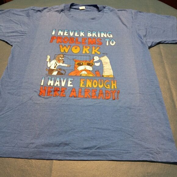 Vintage Work Problems graphic Single Stitched T-shirt - Picture 1 of 7